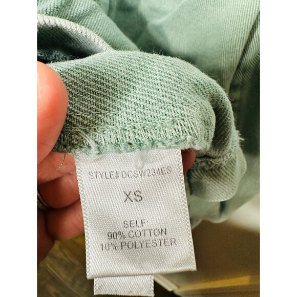 LOUNA Green Denim Empire Waist Babydoll Style Mini Dress Size Extra Small - Picture 5 of 13